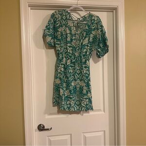 Mango Green Puff Sleeve V-Neck Sundress